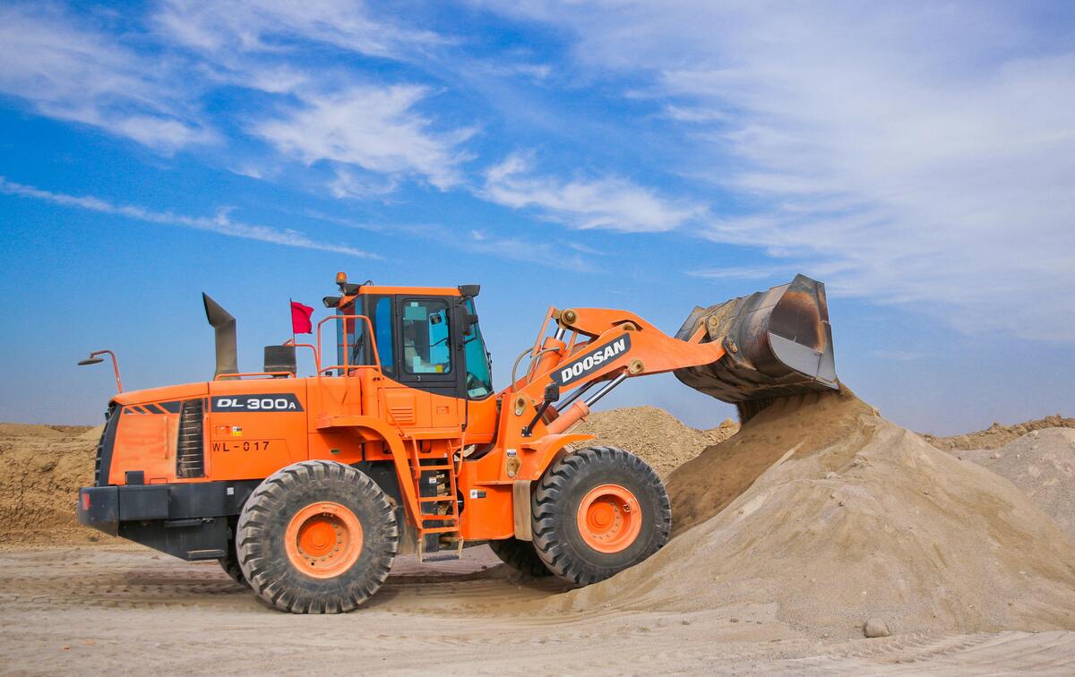 An earth moving construction vehicle